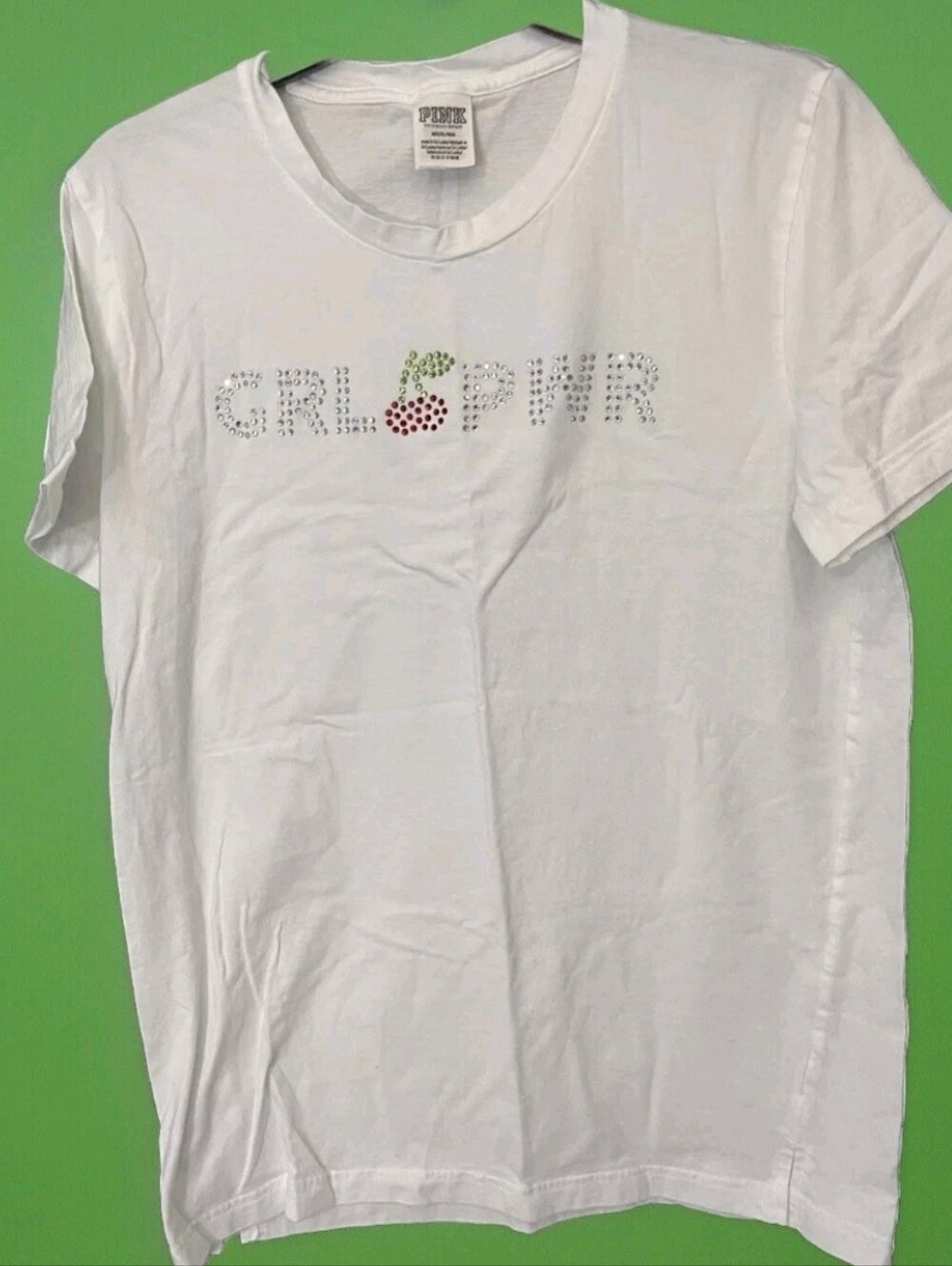 Victoria's Secret Pink Bling Girl Power Cherry Tee Y2k MEDIUM